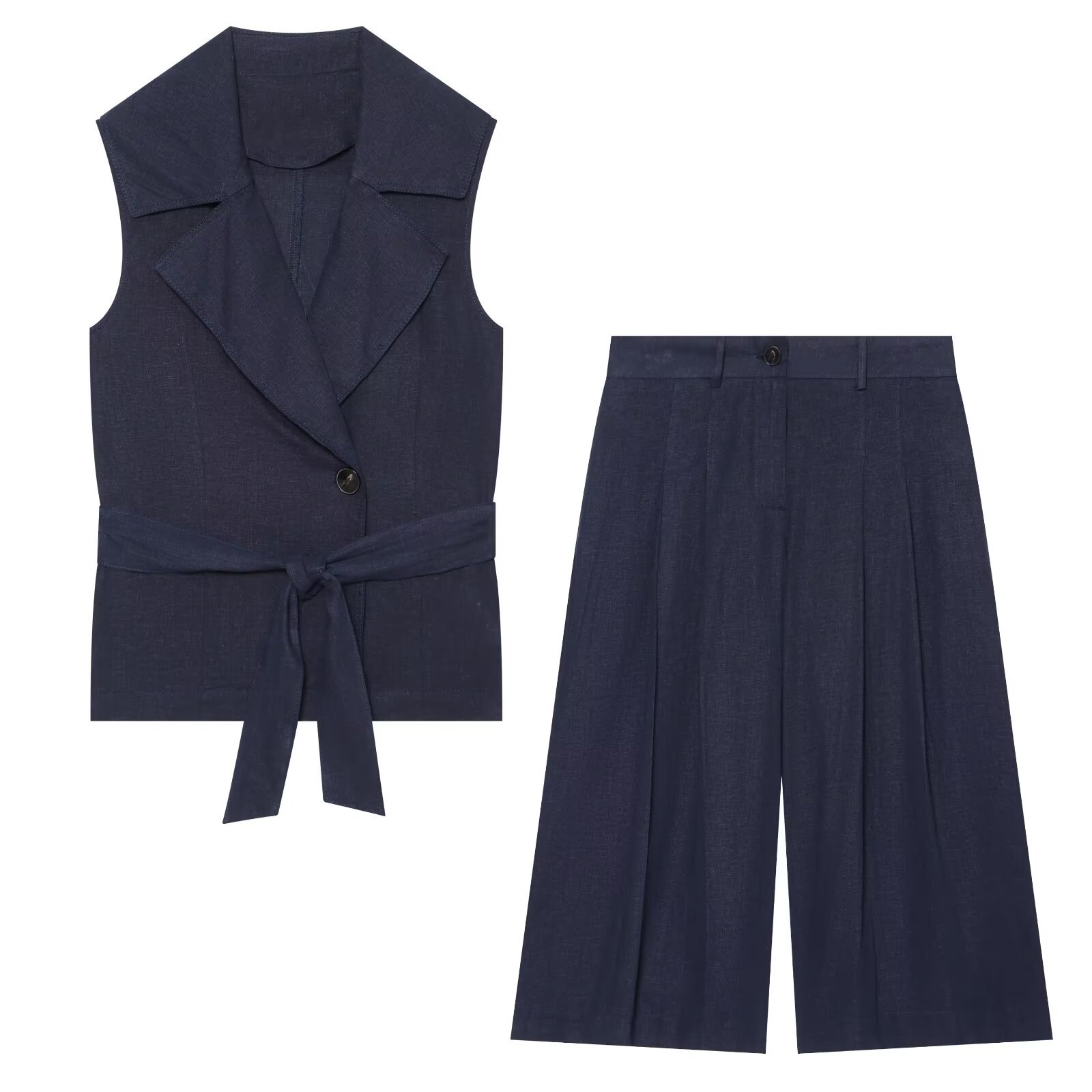 Mens Fashion Blazer - Women Summer Navy Blue Sleeveless Vest