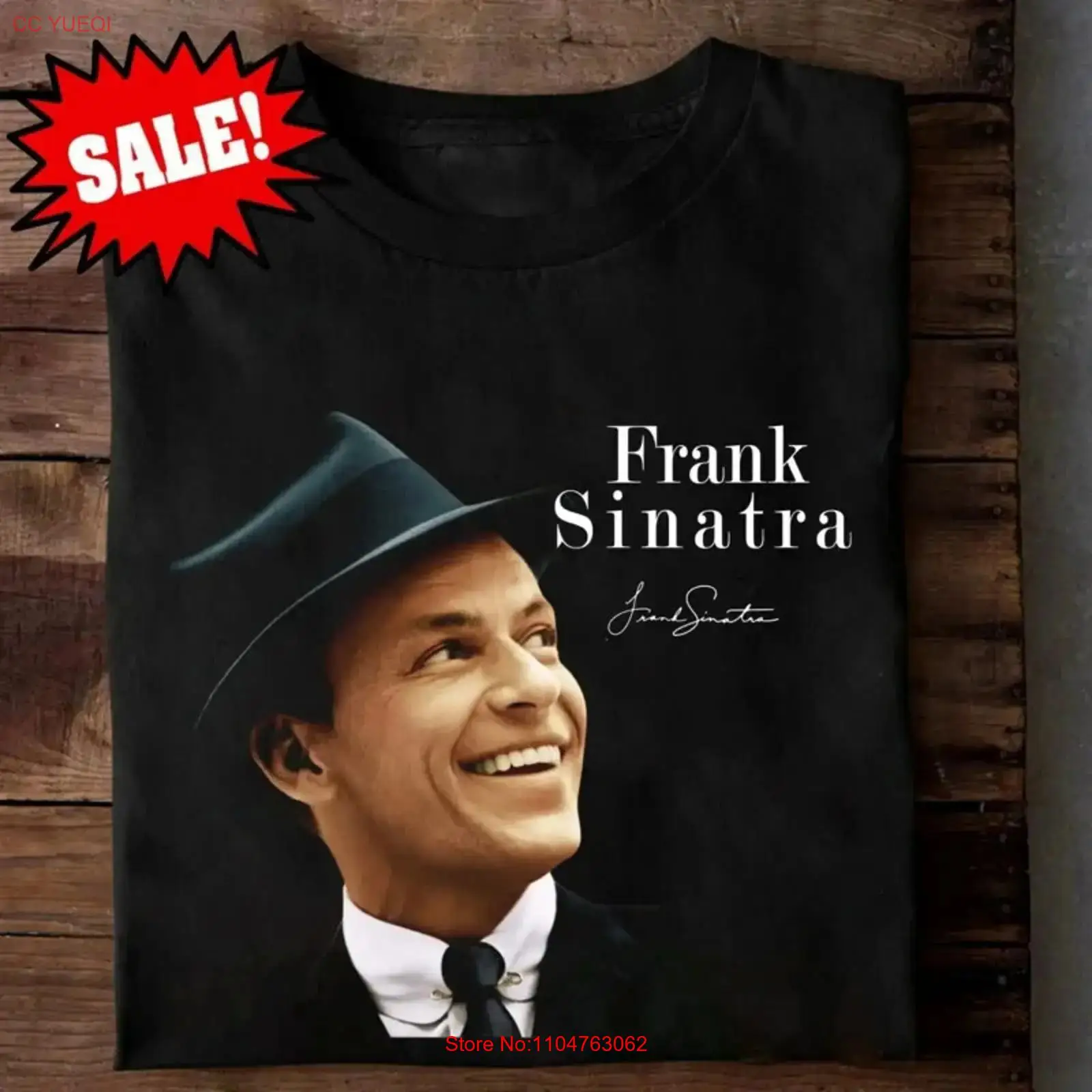 Mens Fashion Black Shirt - NEW Frank Sinatra Black Cotton T