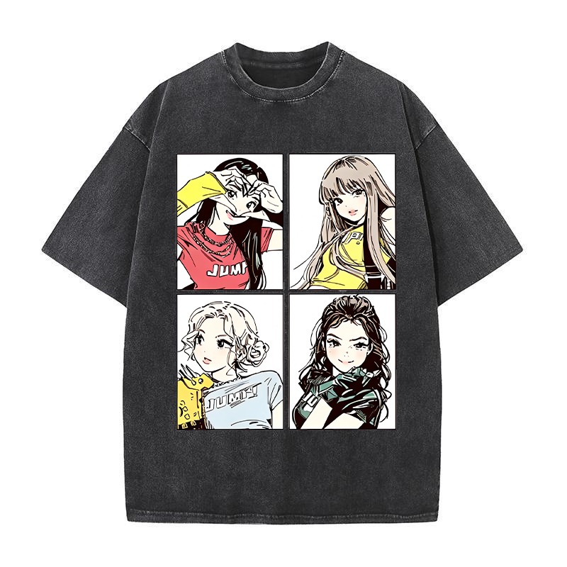 Men Fashion Korean Style - BlackPink Retro Fashion Tees for Men