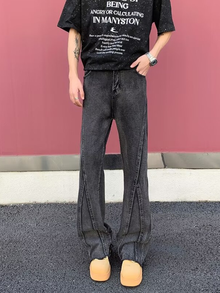 Men'S Fashion Grey Jeans - 2026 Pantalon Y2K Fashion Black Grey