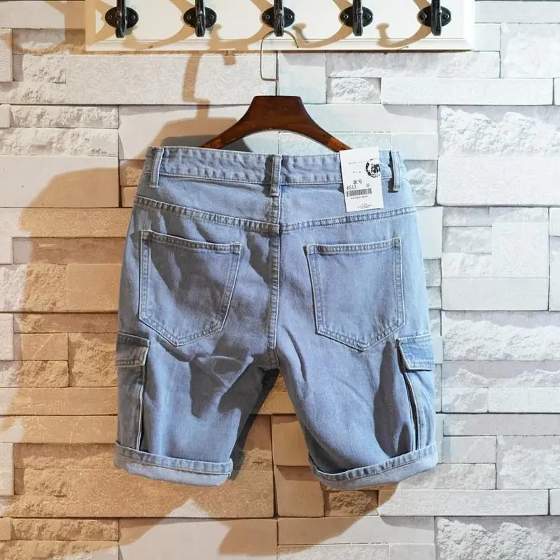 Men'S Fashion Overalls - Loose Straight Short Jeans Pants for