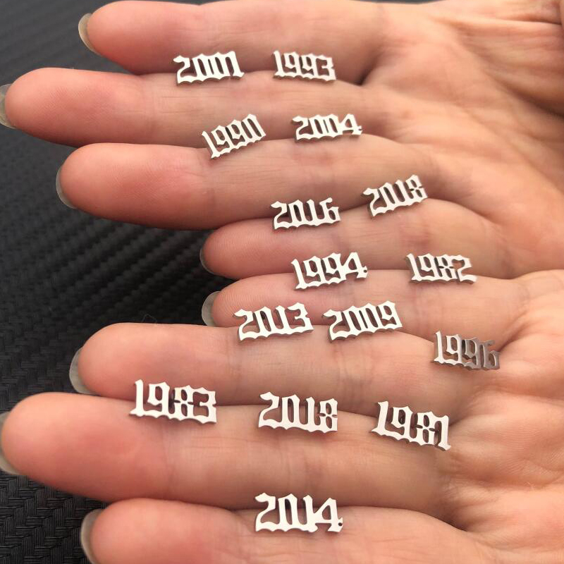 Men'S Fashion Year 2000 - Tiny Year Number Stainless Steel Earrings