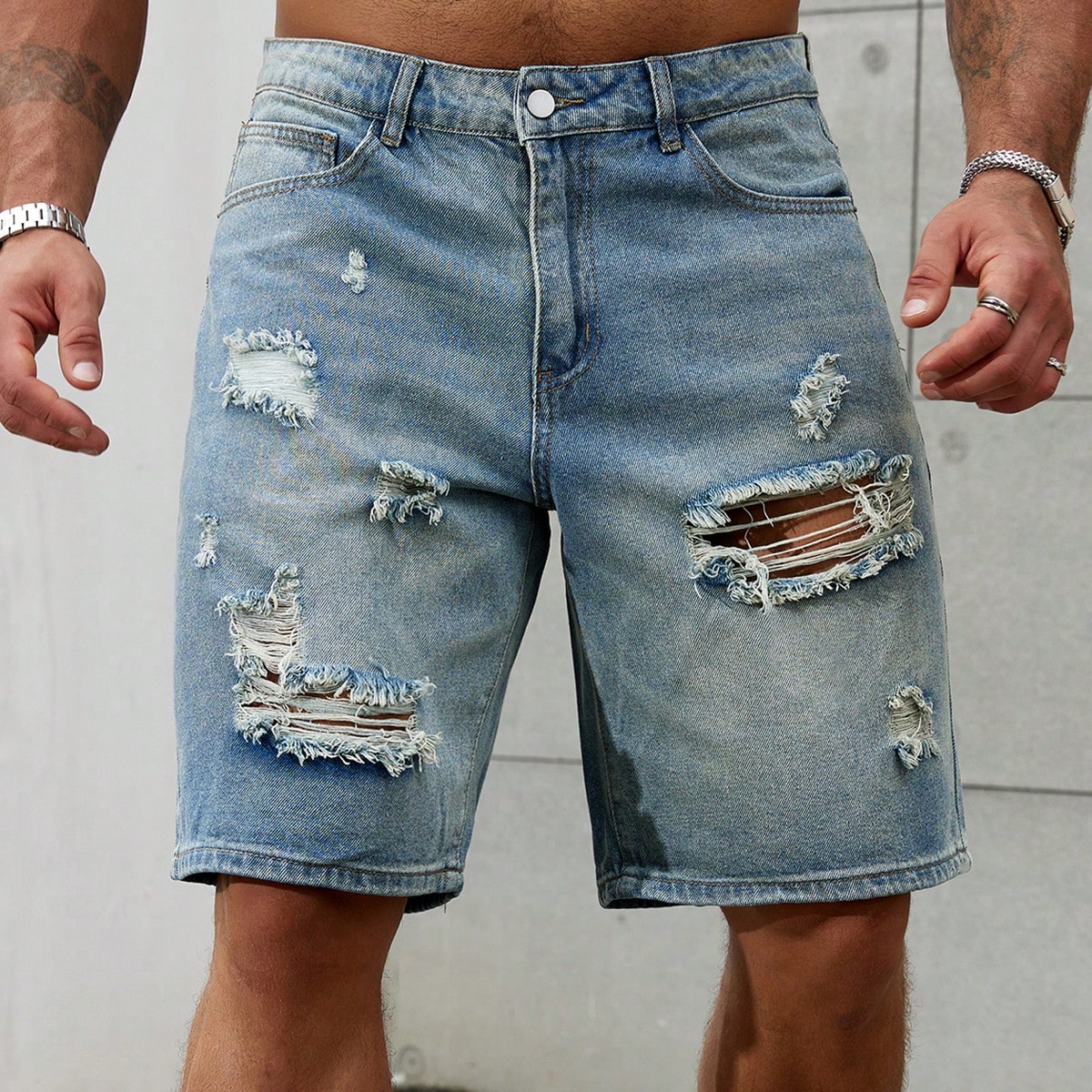 Men'S Fashion Overalls - New Fashion Mens Ripped Short Jeans
