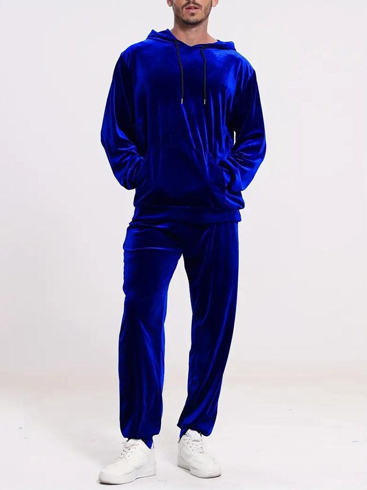 Mens Fashion Vintage - Fashion Solid Color Velvet Two Piece