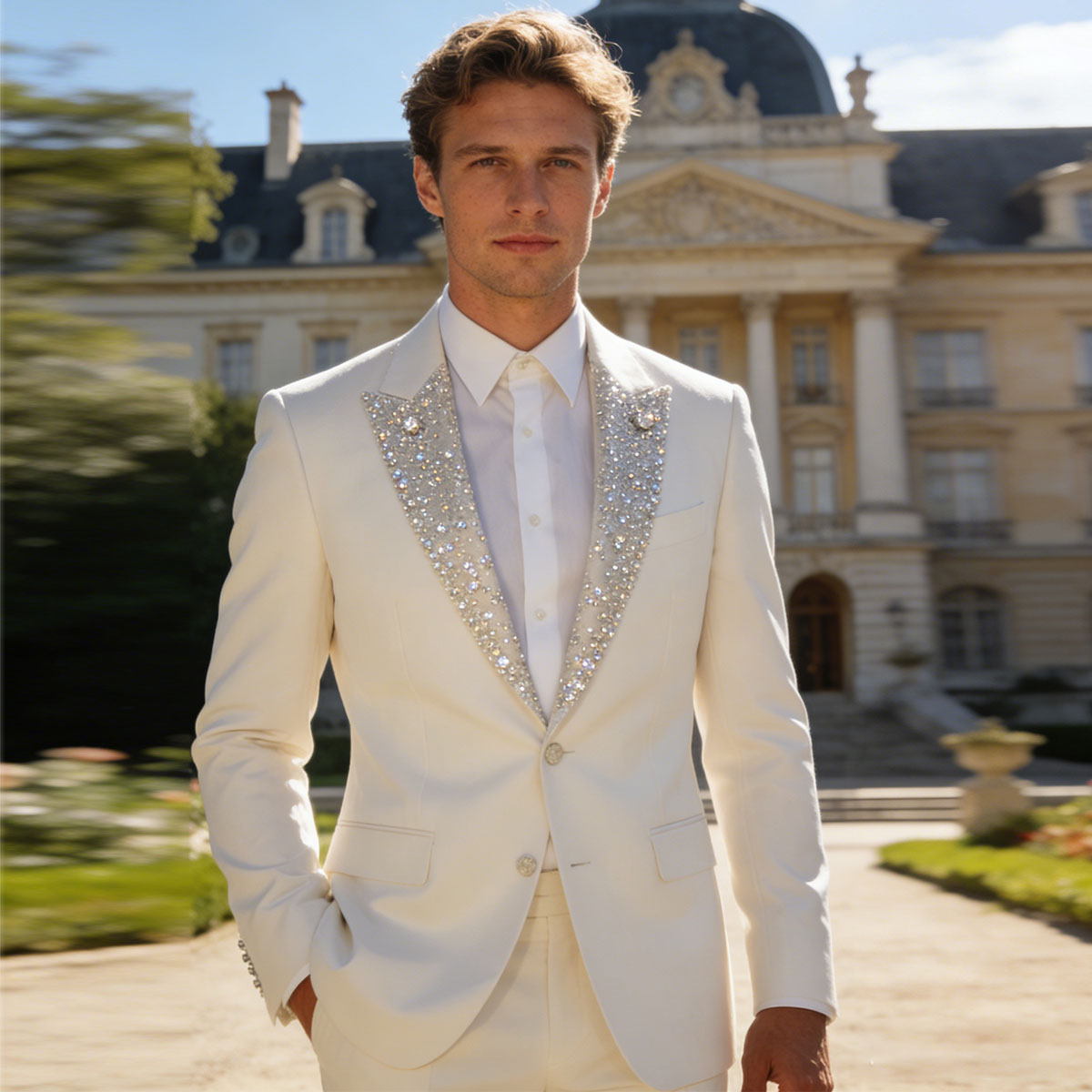 Mens Fashion Blazer - Customized Fashion Ornament Crystals Men Suits