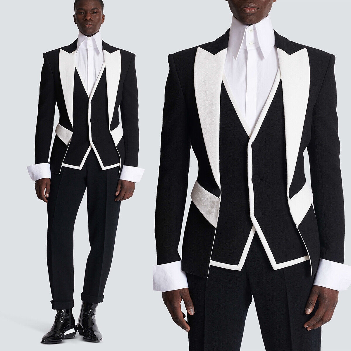 Mens Fashion Blazer - Custom black and white matching fashion