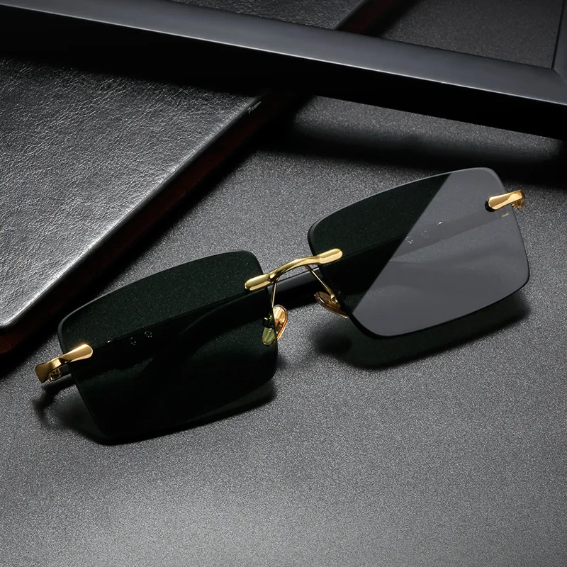 Men'S Fashion Rimless Glasses - Fashion Rectangle Sunglasses Men Ladies Blue
