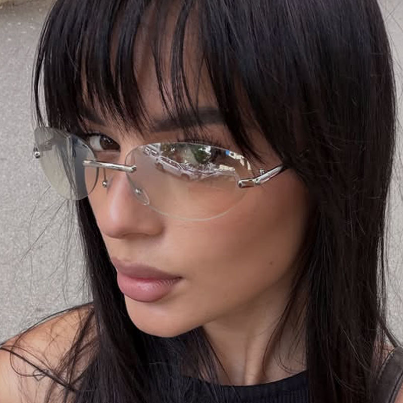 Men'S Fashion Rimless Glasses - Rimless Oval Sun Glasses for Men