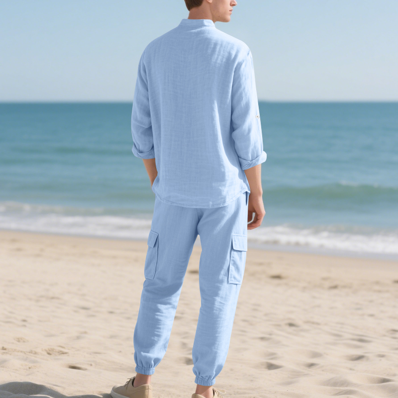 Men's Linen Breathable Two-Pie - Linen Shirt Summer review and price