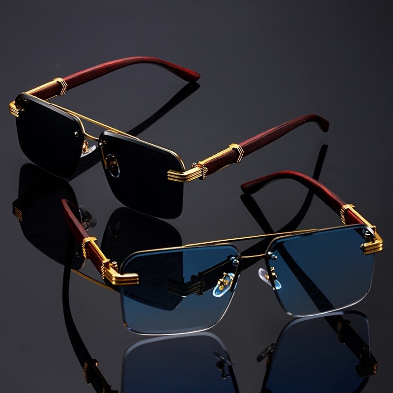 Trend Double Beam Rectangle Su - Men'S Fashion Rimless Glasses review and price