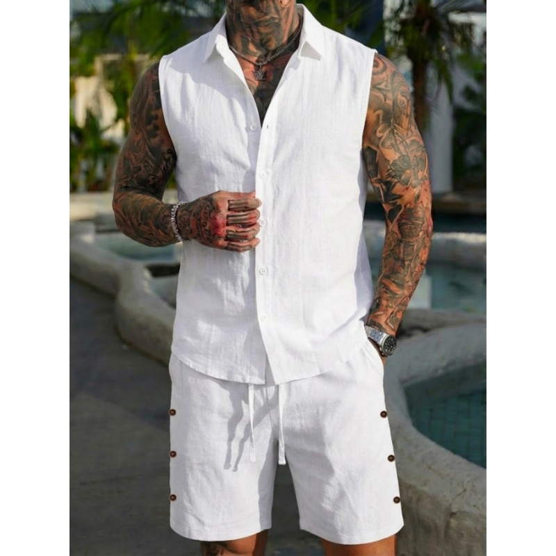 Men's 2 Piece Linen Textured S - Linen Shirt Summer review and price