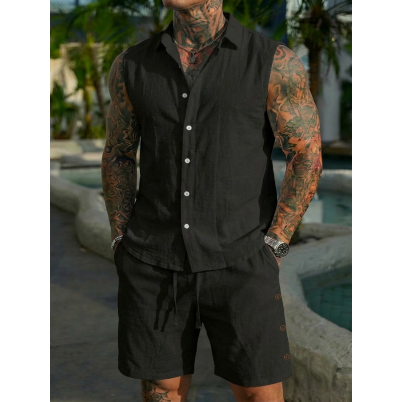 Men's 2 Piece Linen Textured S - Linen Shirt Summer review and price