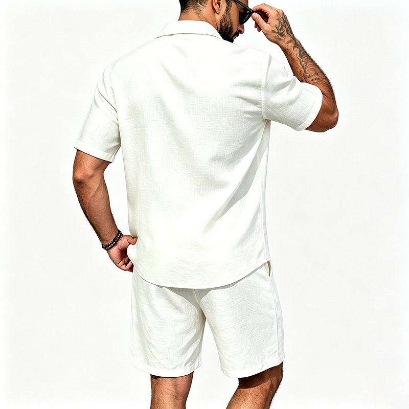 Men Linen Two Piece Outfit Sho - Linen Shirt Summer review and price