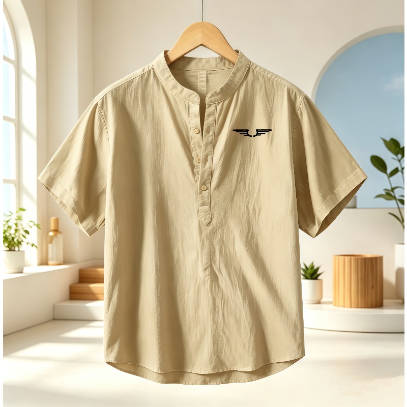 Men's cotton and linen Henley  - Linen Shirt Summer review and price