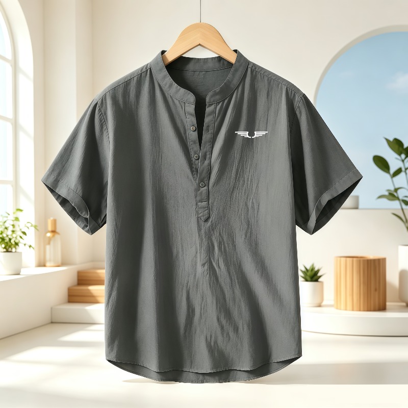 Men's cotton and linen Henley  - Linen Shirt Summer review and price