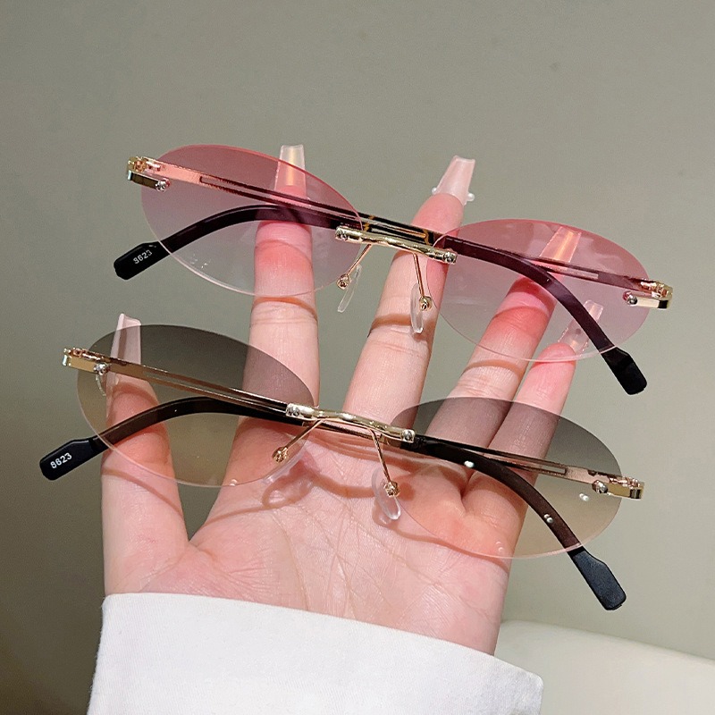 Rimless Oval Sunglasses Men Fa - Men'S Fashion Rimless Glasses review and price