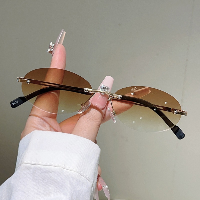 Rimless Oval Sunglasses Men Fa - Men'S Fashion Rimless Glasses review and price