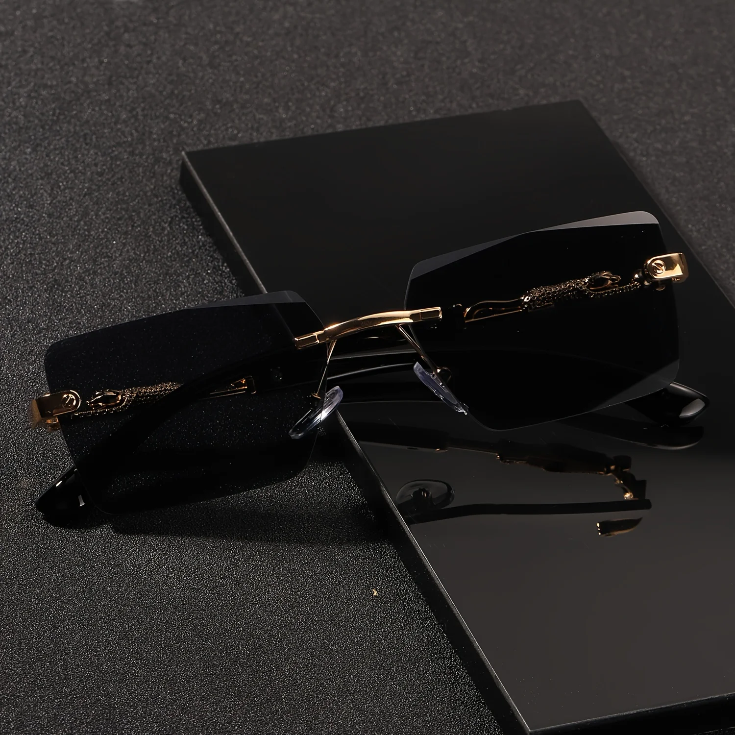 1pc Rimless Sunglasses Rectang - Men'S Fashion Rimless Glasses review and price