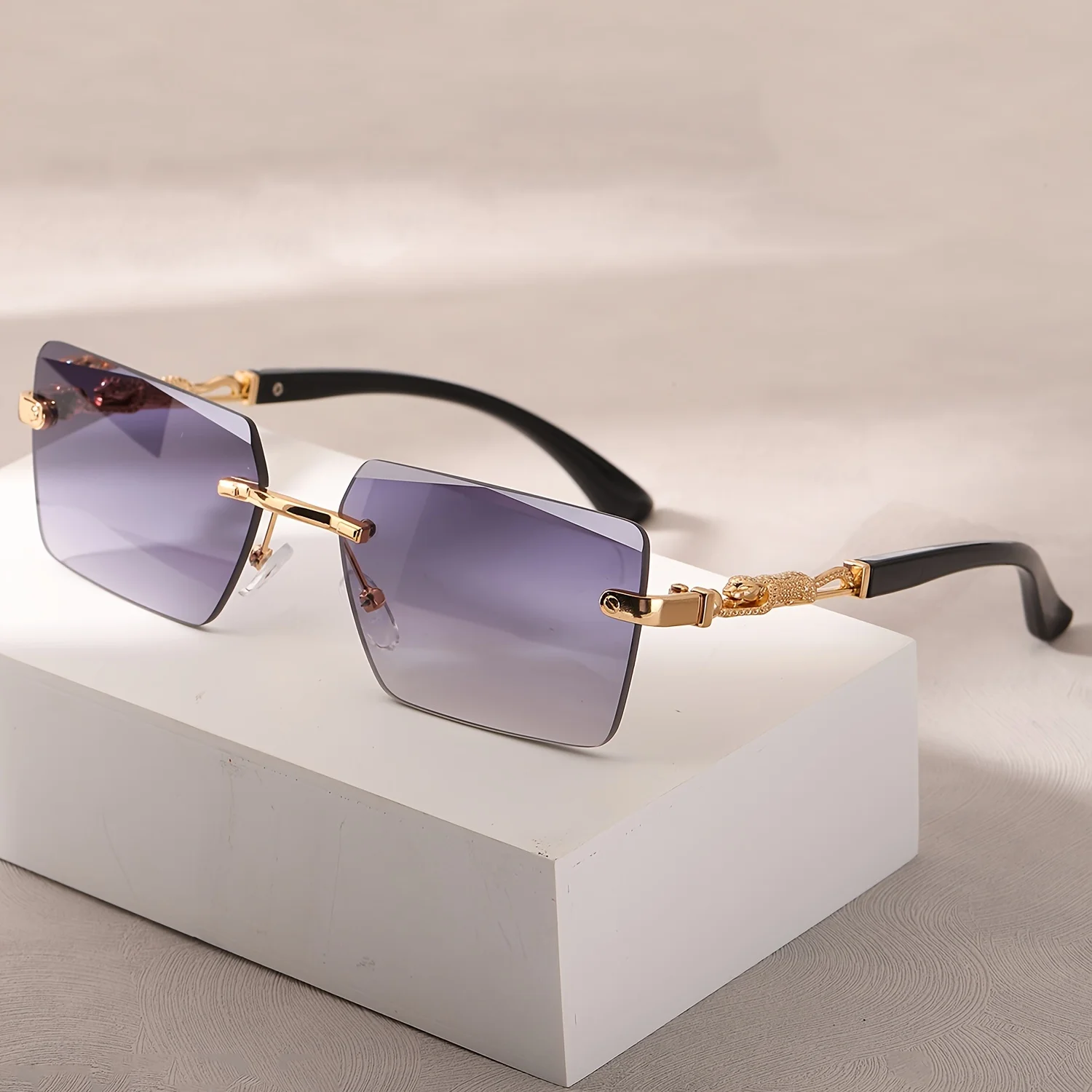 1pc Rimless Sunglasses Rectang - Men'S Fashion Rimless Glasses review and price