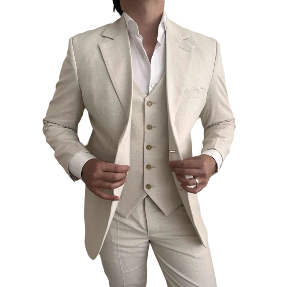 3 Pieces Linen Men Suits for B - Mens Fashion Blazer review and price