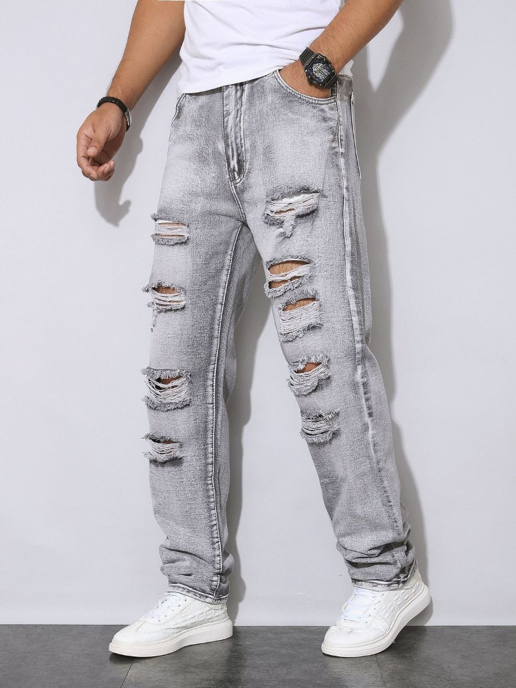 Mens Autumn Winter Distressed  - Men'S Fashion Grey Jeans review and price