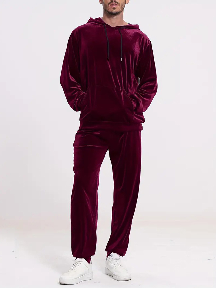 Fashion Solid Color Velvet Two - Mens Fashion Vintage review and price