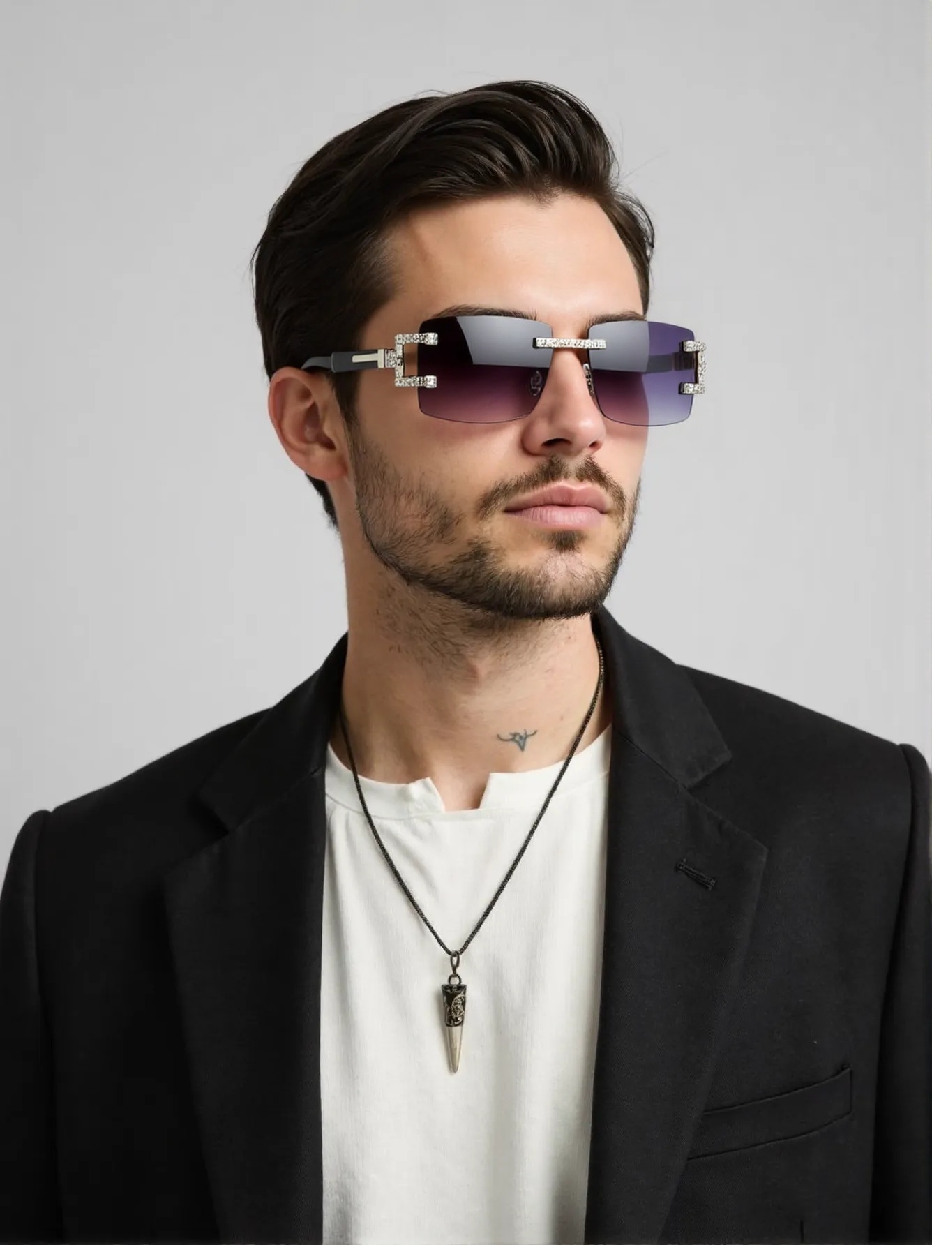 Wood leg retro fashion sunglas - Men'S Fashion Rimless Glasses review and price
