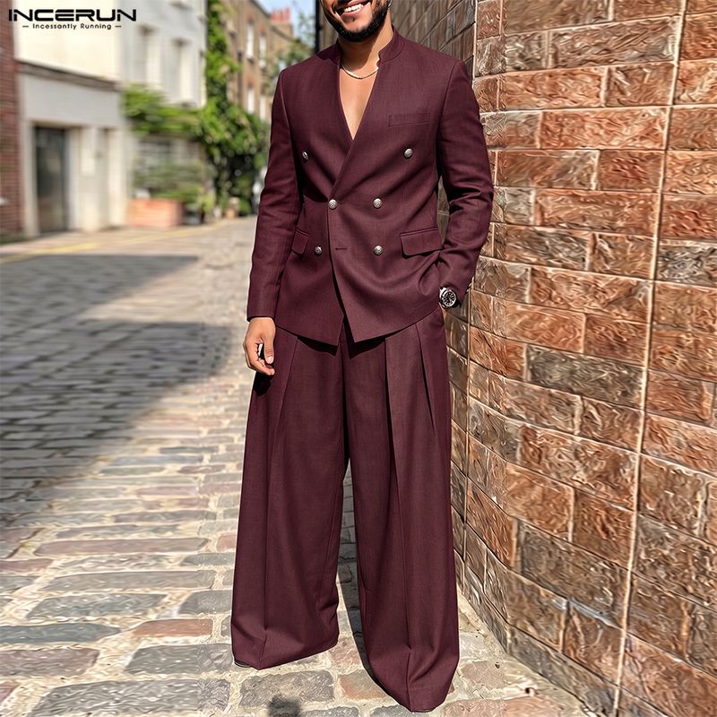INCERUN Men's Sets Solid Color - Mens Fashion Blazer review and price