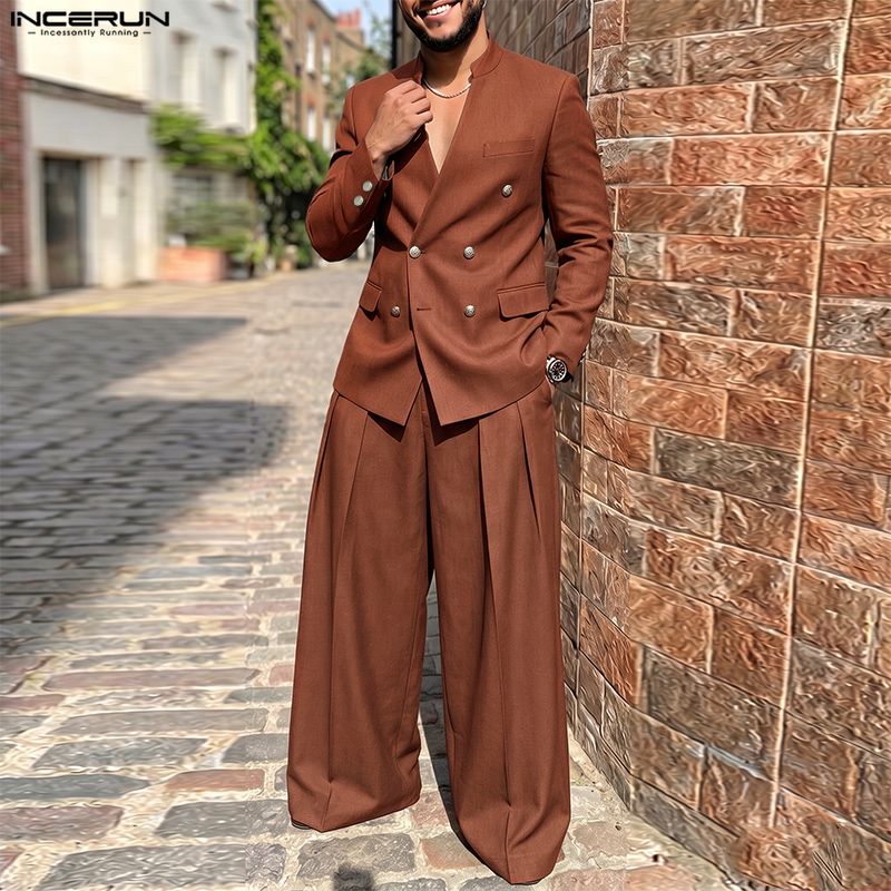 INCERUN Men's Sets Solid Color - Mens Fashion Blazer review and price