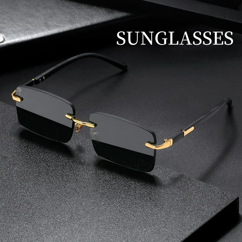 Fashion Rectangle Sunglasses M - Men'S Fashion Rimless Glasses review and price