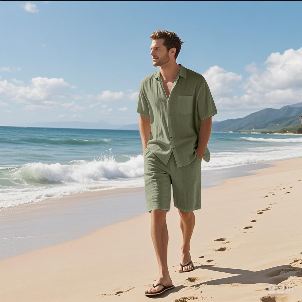 Men Linen Textured Two-Piece S - Linen Shirt Summer review and price