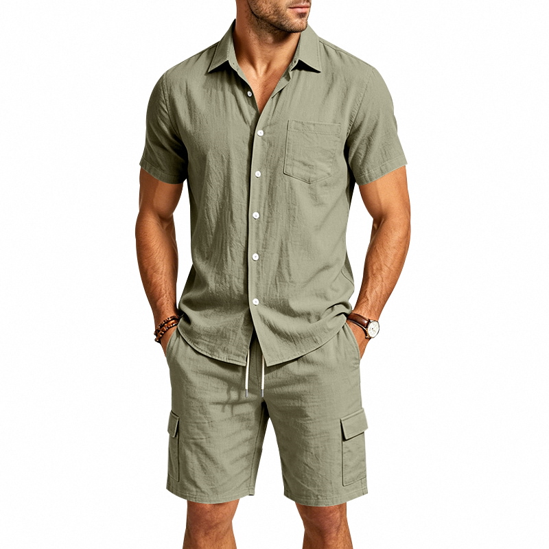 Men Summer American Linen Two  - Linen Shirt Summer review and price