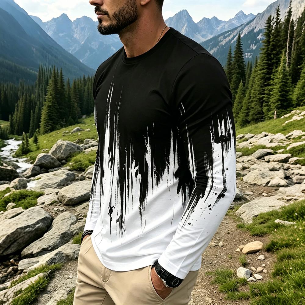 Men's Gradient Ink Splash Long - Mens Fashion Vintage review and price